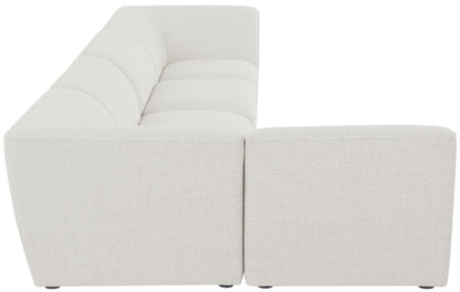 Tavolo Cream Durable Linen Textured Modular Sectional Sec5D