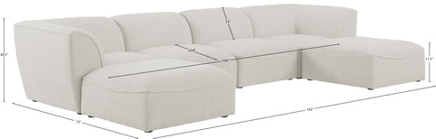 Tavolo Cream Durable Linen Textured Modular Sectional Sec6A
