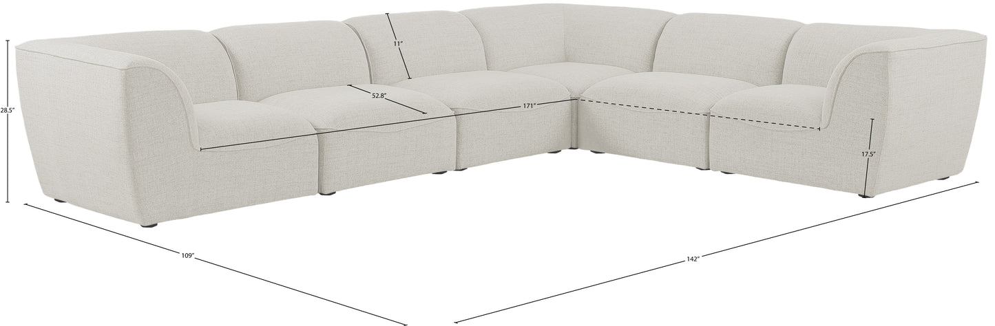 tavolo cream durable linen textured modular sectional sec6b