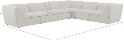 Tavolo Cream Durable Linen Textured Modular Sectional Sec6B