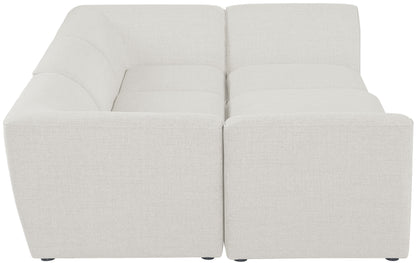 Tavolo Cream Durable Linen Textured Modular Sectional Sec6C