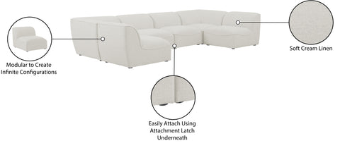 Tavolo Cream Durable Linen Textured Modular Sectional Sec6D