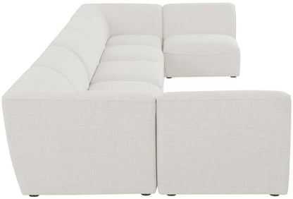 Tavolo Cream Durable Linen Textured Modular Sectional Sec7B