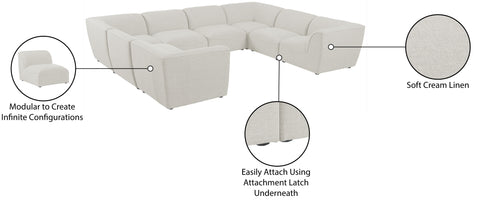 Tavolo Cream Durable Linen Textured Modular Sectional Sec8A
