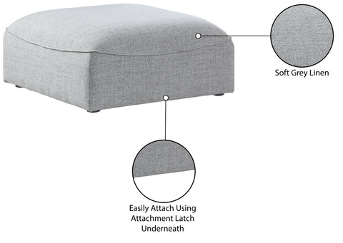Tavolo Grey Durable Linen Textured Ottoman Ott