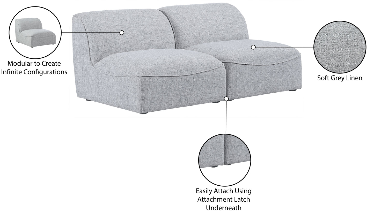 tavolo grey durable linen textured modular sofa s66