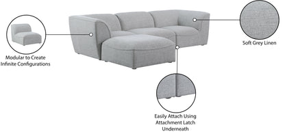 Tavolo Grey Durable Linen Textured Modular Sectional Sec4A