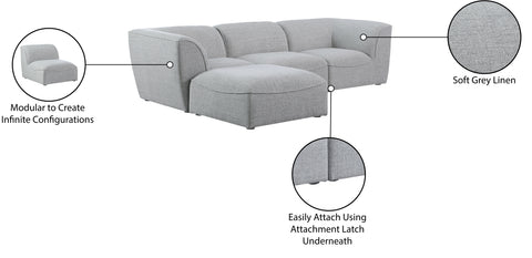 Tavolo Grey Durable Linen Textured Modular Sectional Sec4A
