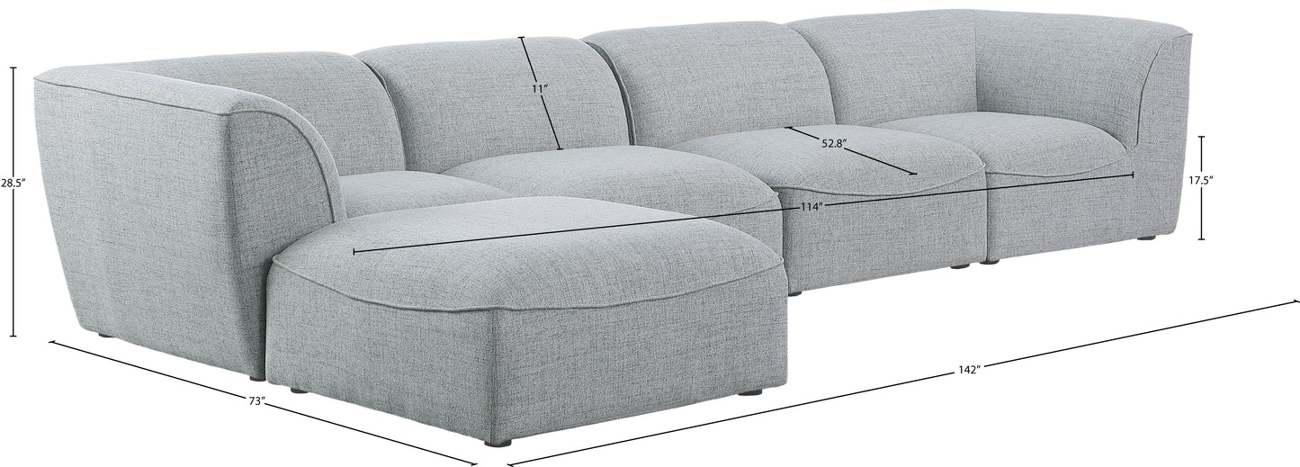 tavolo grey durable linen textured modular sectional sec5a