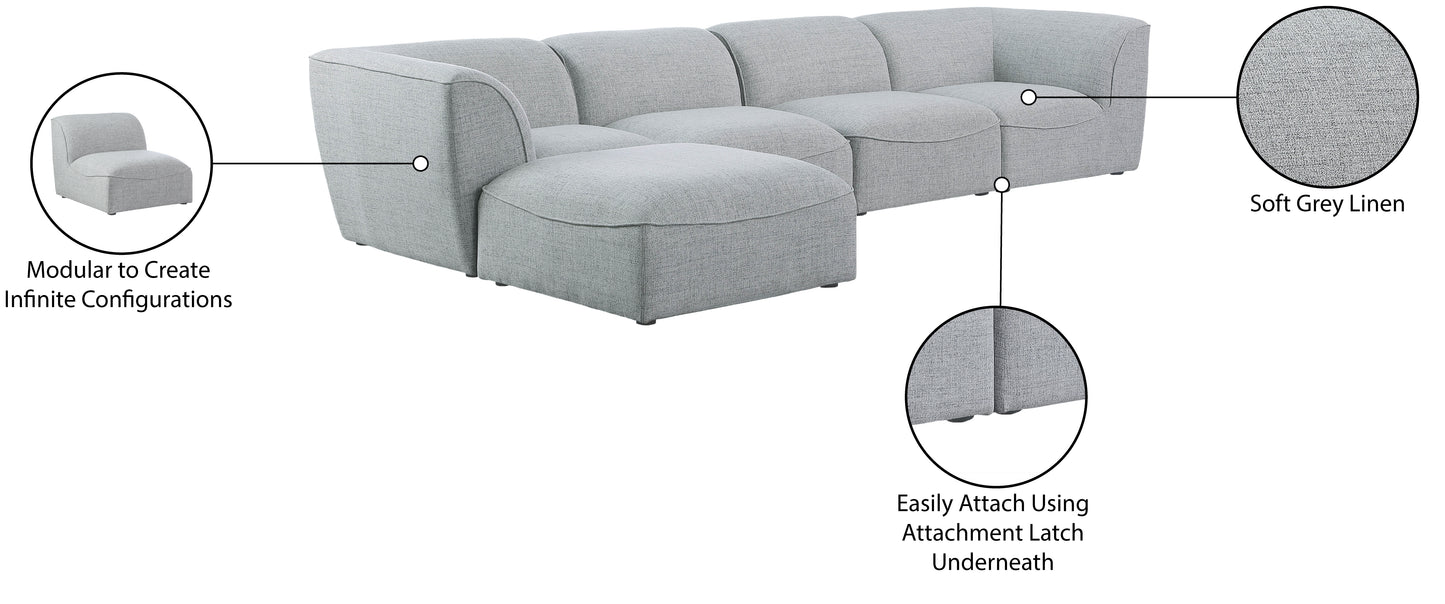 tavolo grey durable linen textured modular sectional sec5a