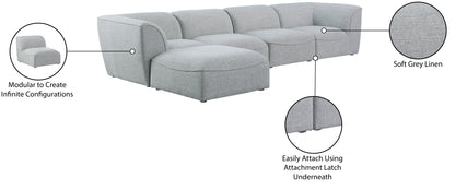 Tavolo Grey Durable Linen Textured Modular Sectional Sec5A