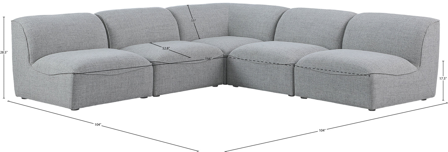 tavolo grey durable linen textured modular sectional sec5b