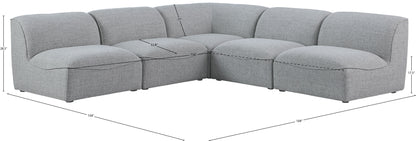 Tavolo Grey Durable Linen Textured Modular Sectional Sec5B