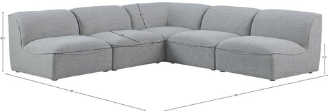 Tavolo Grey Durable Linen Textured Modular Sectional Sec5B