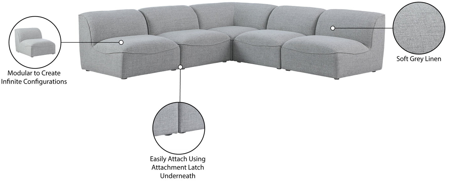 tavolo grey durable linen textured modular sectional sec5b