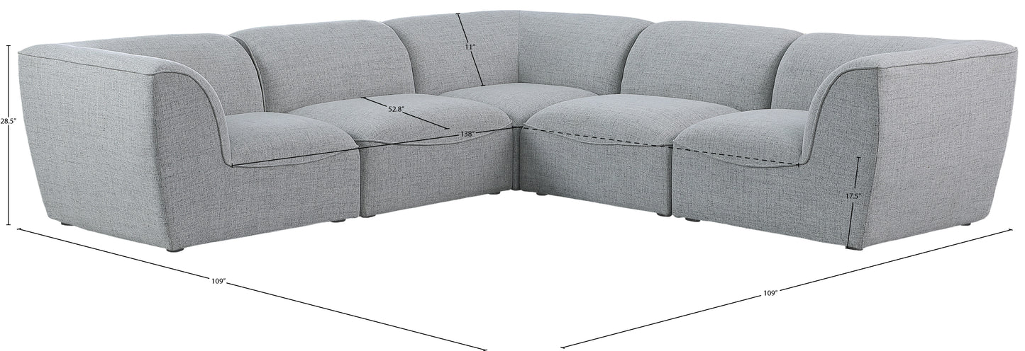 tavolo grey durable linen textured modular sectional sec5c