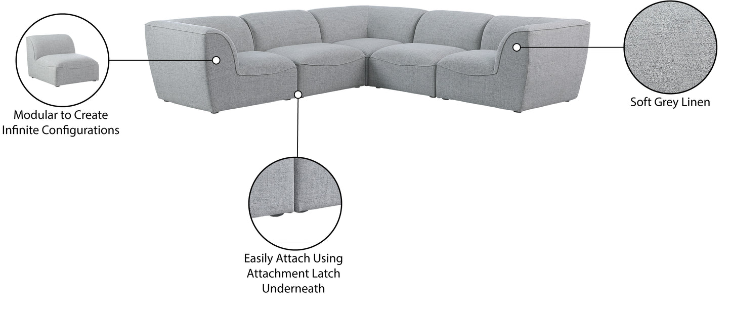 tavolo grey durable linen textured modular sectional sec5c