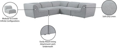 Tavolo Grey Durable Linen Textured Modular Sectional Sec5C