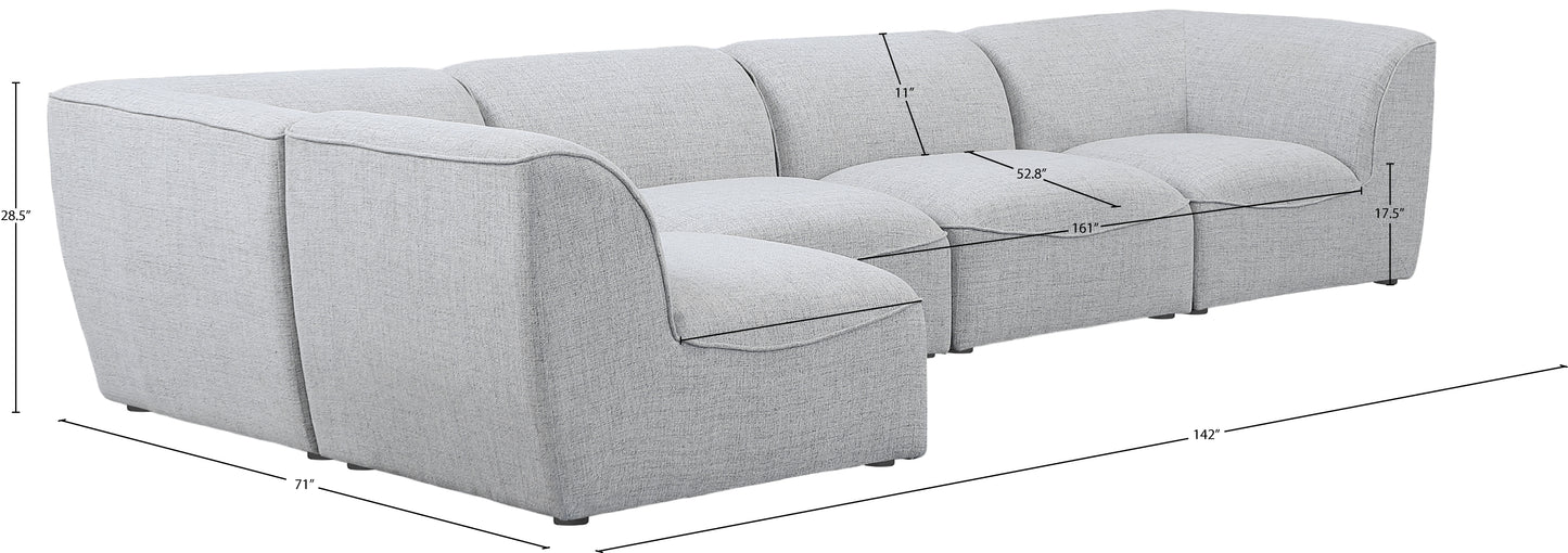 tavolo grey durable linen textured modular sectional sec5d