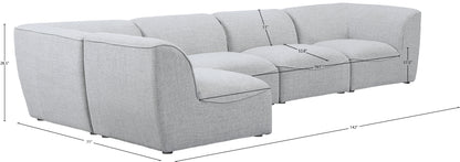 Tavolo Grey Durable Linen Textured Modular Sectional Sec5D