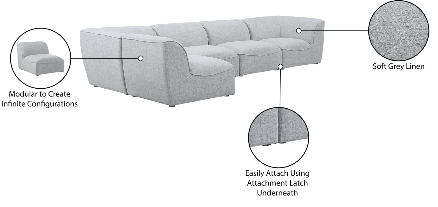 tavolo grey durable linen textured modular sectional sec5d