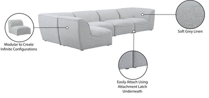 Tavolo Grey Durable Linen Textured Modular Sectional Sec5D