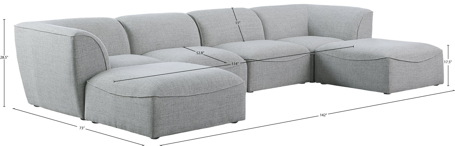 tavolo grey durable linen textured modular sectional sec6a