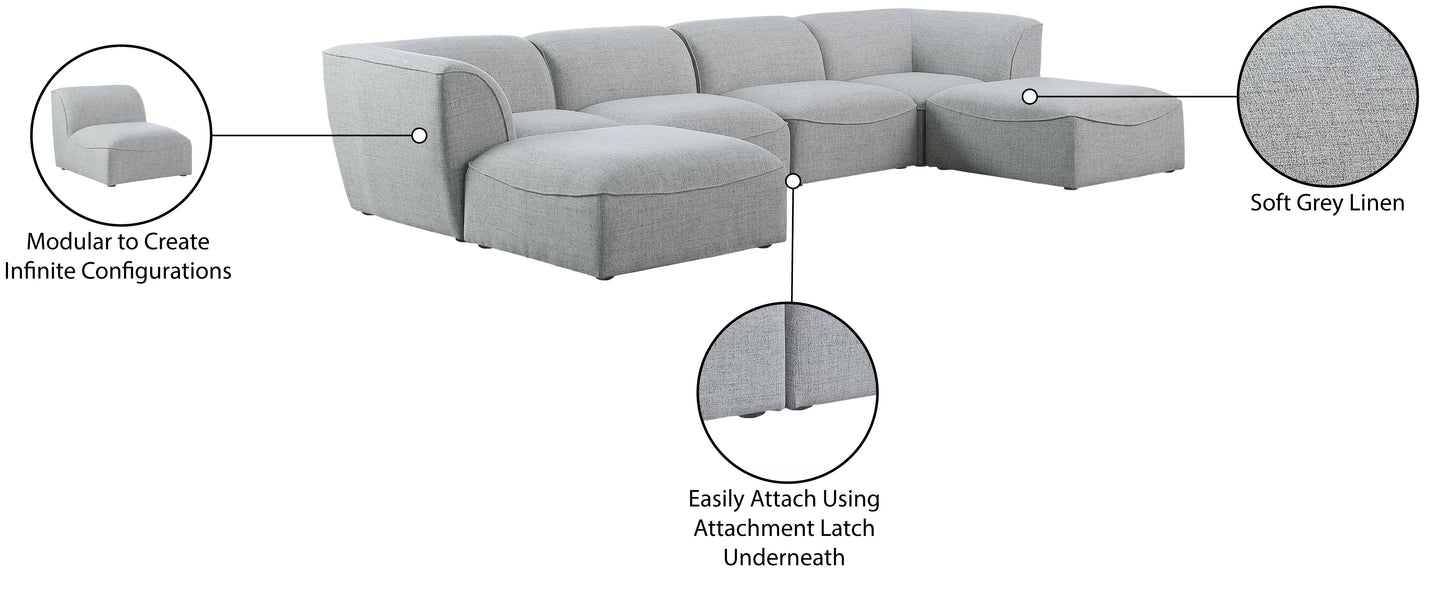 tavolo grey durable linen textured modular sectional sec6a