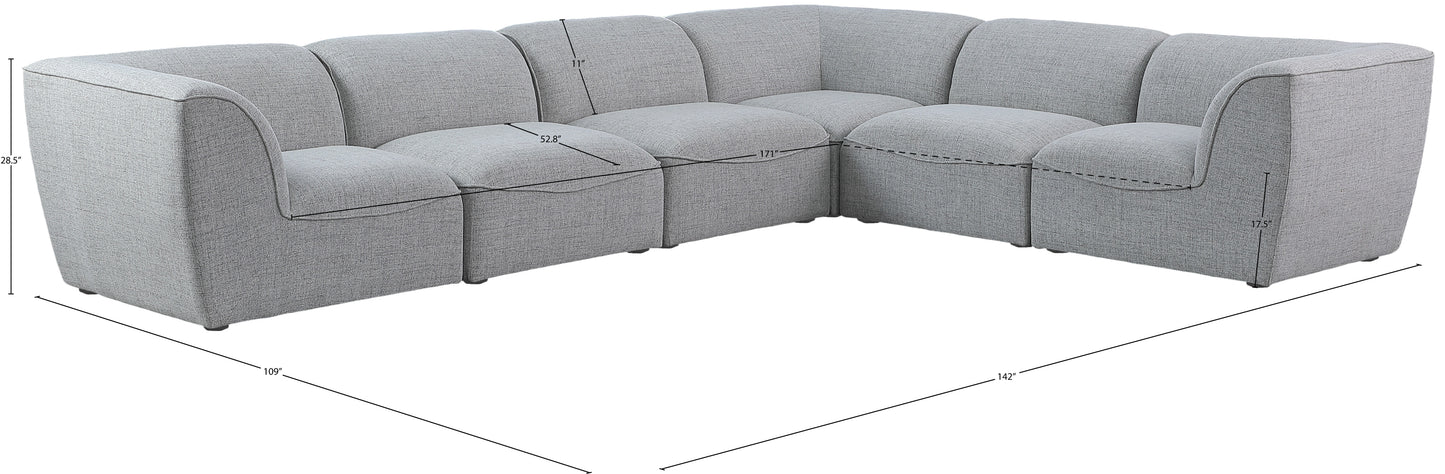 tavolo grey durable linen textured modular sectional sec6b