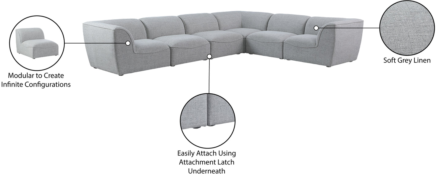 tavolo grey durable linen textured modular sectional sec6b