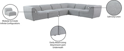 Tavolo Grey Durable Linen Textured Modular Sectional Sec6B