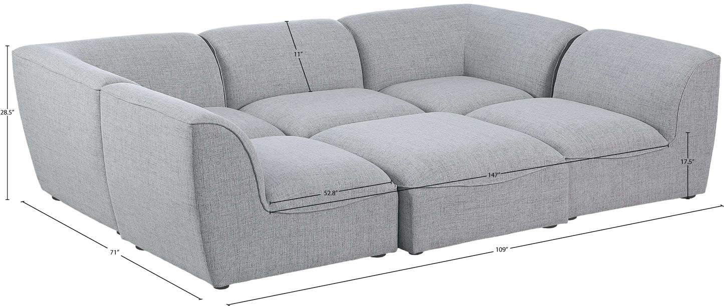 tavolo grey durable linen textured modular sectional sec6c