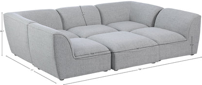 Tavolo Grey Durable Linen Textured Modular Sectional Sec6C