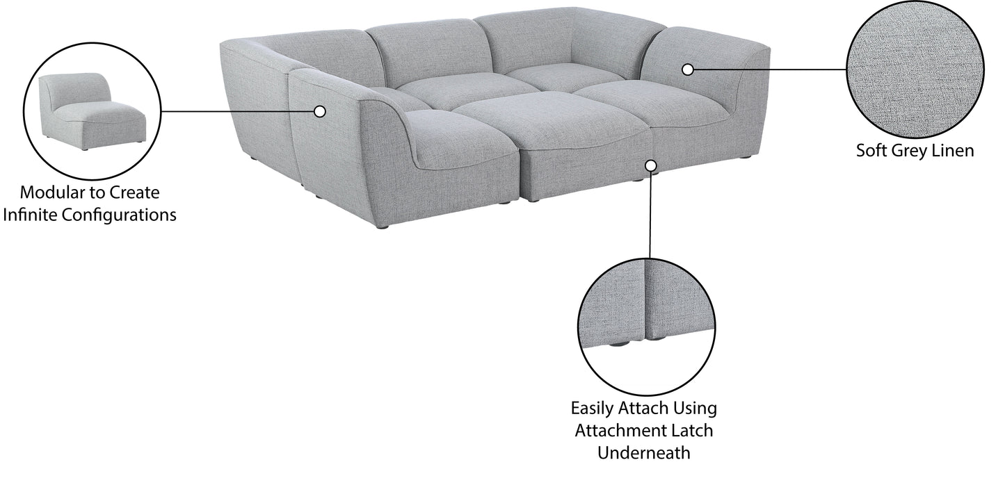 tavolo grey durable linen textured modular sectional sec6c