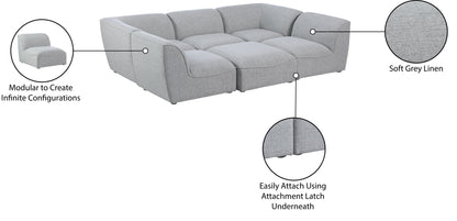 Tavolo Grey Durable Linen Textured Modular Sectional Sec6C