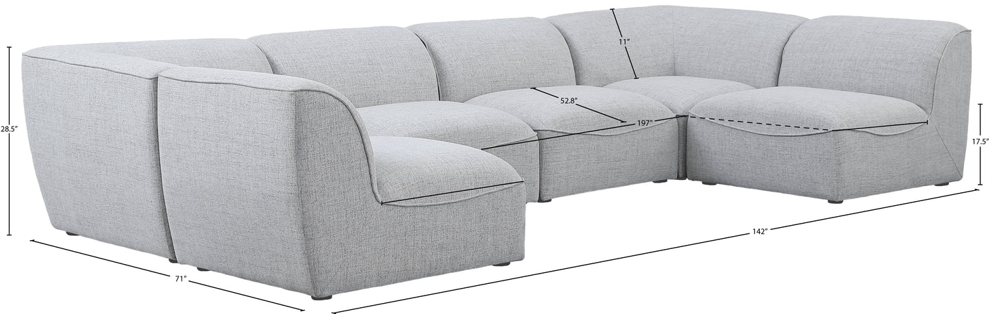 tavolo grey durable linen textured modular sectional sec6d