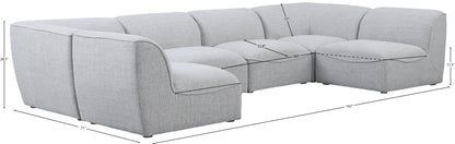 Tavolo Grey Durable Linen Textured Modular Sectional Sec6D