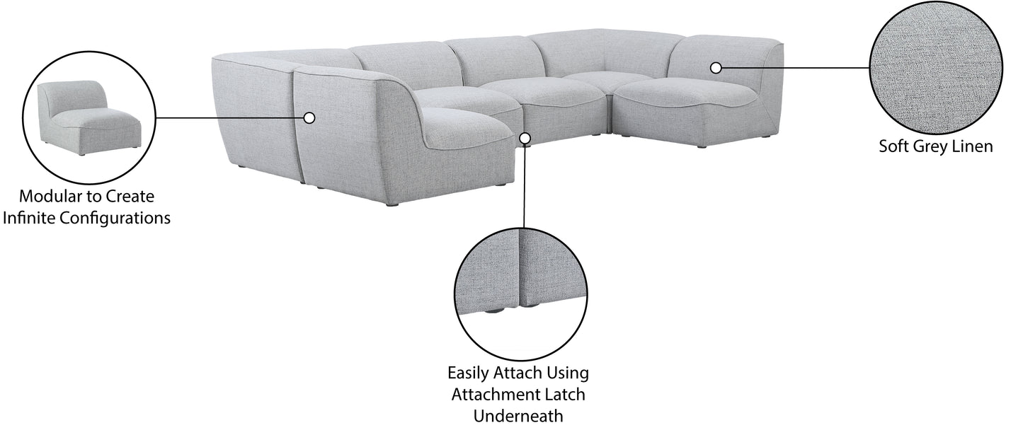 tavolo grey durable linen textured modular sectional sec6d