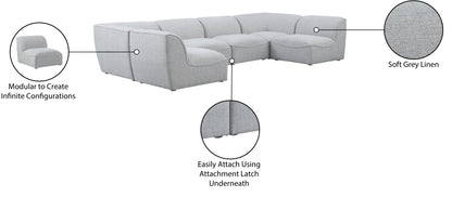 Tavolo Grey Durable Linen Textured Modular Sectional Sec6D