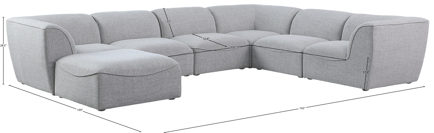 tavolo grey durable linen textured modular sectional sec7a