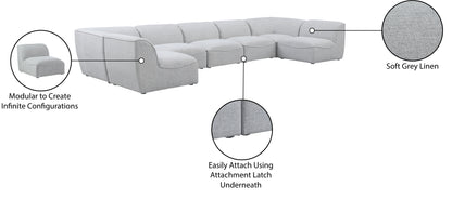 Tavolo Grey Durable Linen Textured Modular Sectional Sec7B