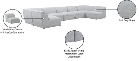 Tavolo Grey Durable Linen Textured Modular Sectional Sec7B
