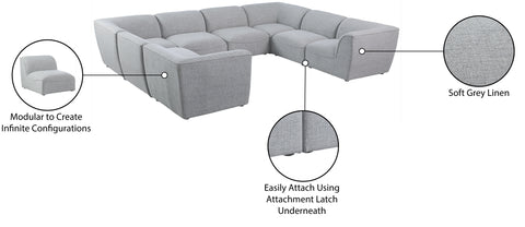 Tavolo Grey Durable Linen Textured Modular Sectional Sec8A
