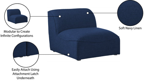 Tavolo Navy Durable Linen Textured Armless Armless