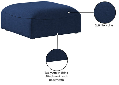 Tavolo Navy Durable Linen Textured Ottoman Ott