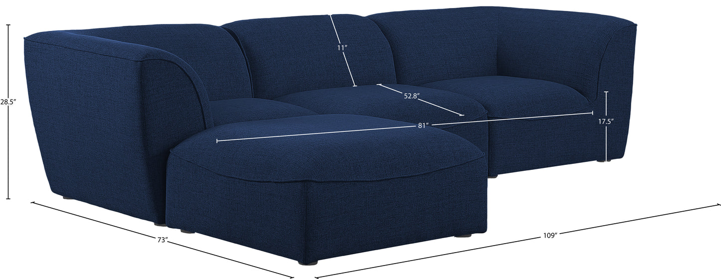 tavolo navy durable linen textured modular sectional sec4a