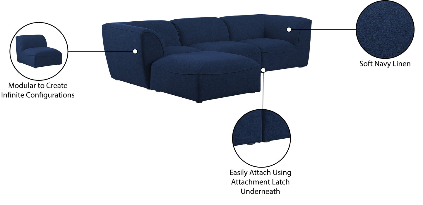 tavolo navy durable linen textured modular sectional sec4a