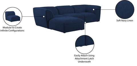 Tavolo Navy Durable Linen Textured Modular Sectional Sec4A