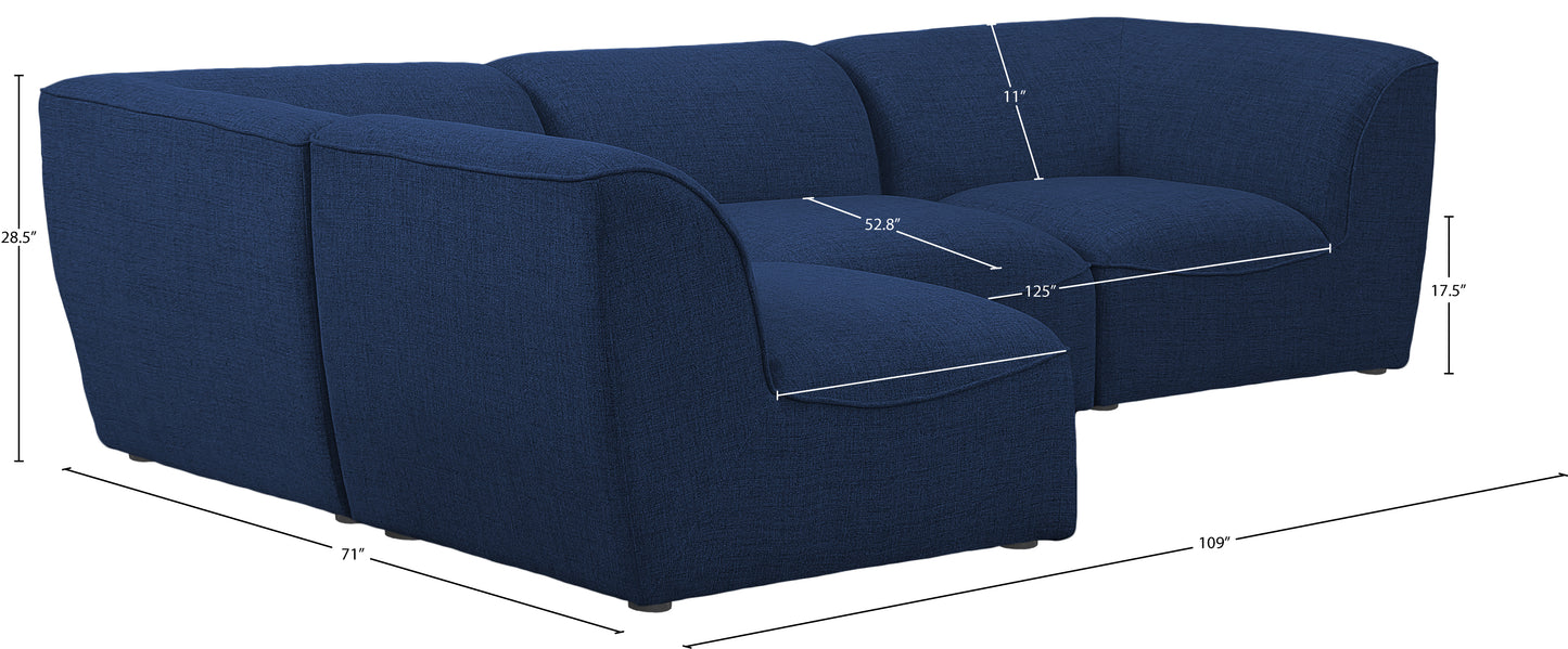 tavolo navy durable linen textured modular sectional sec4b