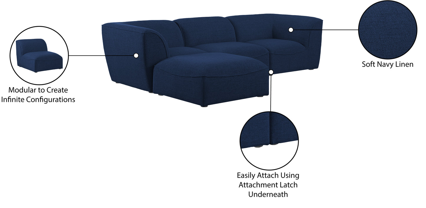 tavolo navy durable linen textured modular sectional sec4b